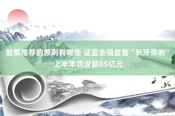 股票推荐的原则有哪些 证监会强监管“长牙带刺” 上半年罚没超85亿元