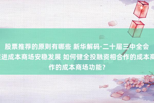 股票推荐的原则有哪些 新华解码·二十届三中全会决定｜促进成本商场安稳发展 如何健全投融资相合作的成本商场功能？