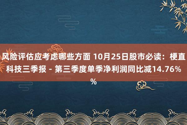 风险评估应考虑哪些方面 10月25日股市必读：梗直科技三季报 - 第三季度单季净利润同比减14.76%