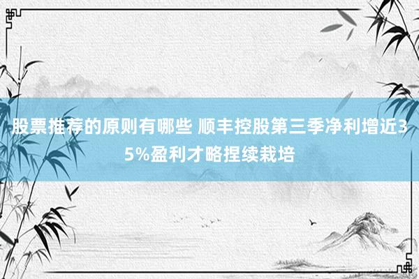 股票推荐的原则有哪些 顺丰控股第三季净利增近35%盈利才略捏续栽培