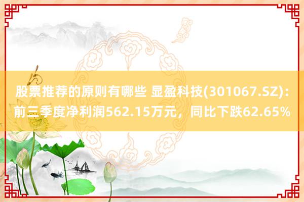 股票推荐的原则有哪些 显盈科技(301067.SZ)：前三季度净利润562.15万元，同比下跌62.65%