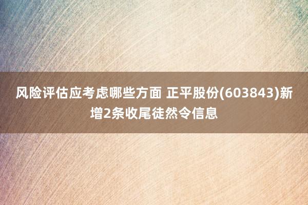 风险评估应考虑哪些方面 正平股份(603843)新增2条收尾徒然令信息