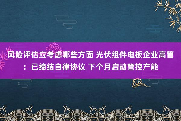 风险评估应考虑哪些方面 光伏组件电板企业高管：已缔结自律协议 下个月启动管控产能