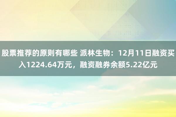 股票推荐的原则有哪些 派林生物：12月11日融资买入1224.64万元，融资融券余额5.22亿元