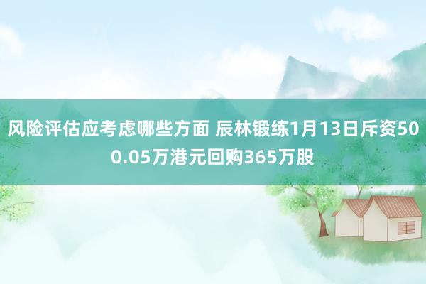 风险评估应考虑哪些方面 辰林锻练1月13日斥资500.05万港元回购365万股