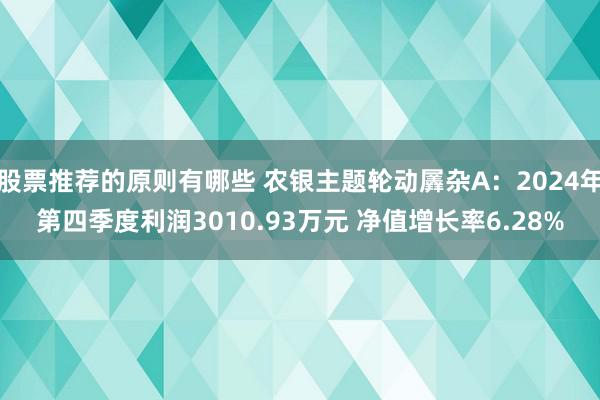 股票推荐的原则有哪些 农银主题轮动羼杂A：2024年第四季度利润3010.93万元 净值增长率6.28%