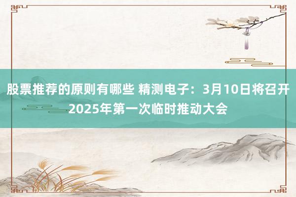 股票推荐的原则有哪些 精测电子：3月10日将召开2025年第一次临时推动大会