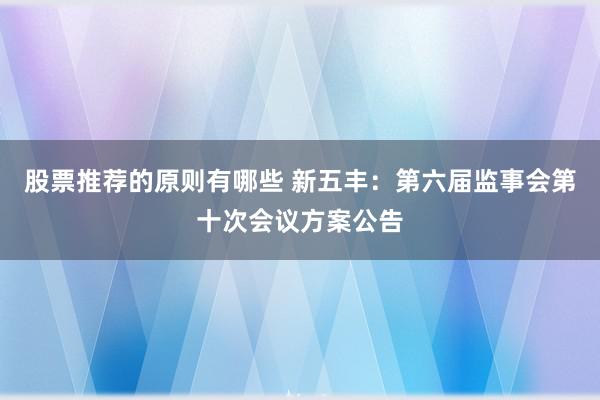 股票推荐的原则有哪些 新五丰：第六届监事会第十次会议方案公告