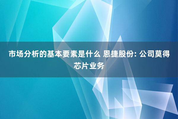 市场分析的基本要素是什么 恩捷股份: 公司莫得芯片业务