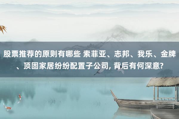 股票推荐的原则有哪些 索菲亚、志邦、我乐、金牌、顶固家居纷纷配置子公司, 背后有何深意?