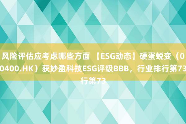 风险评估应考虑哪些方面 【ESG动态】硬蛋蜕变（00400.HK）获妙盈科技ESG评级BBB，行业排行第73